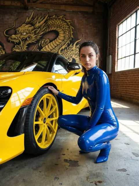 Electric Blue Latex & Supercar Glamour