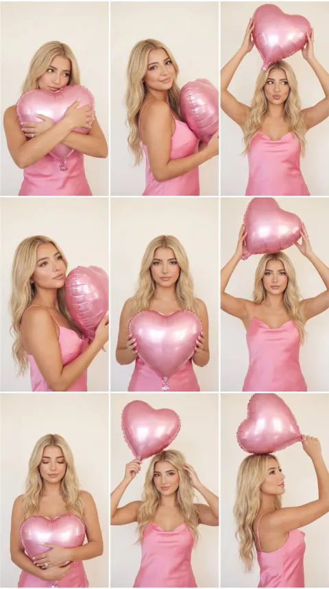 Pink Heart Balloon Editorial Grid
