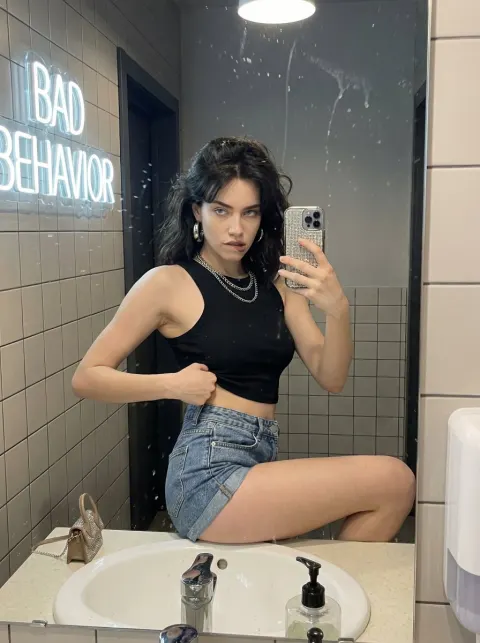 Chaotic Hot Girl Bathroom Mirror Selfie