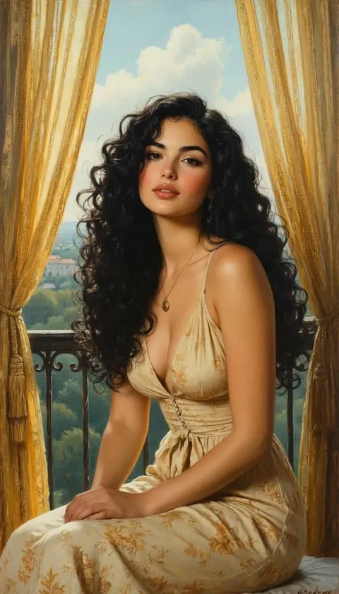 Romantic Vintage Portrait on European Terrace
