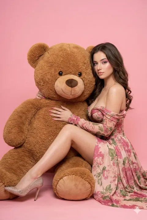Pink Teddy Bear Fashion Studio Shoot