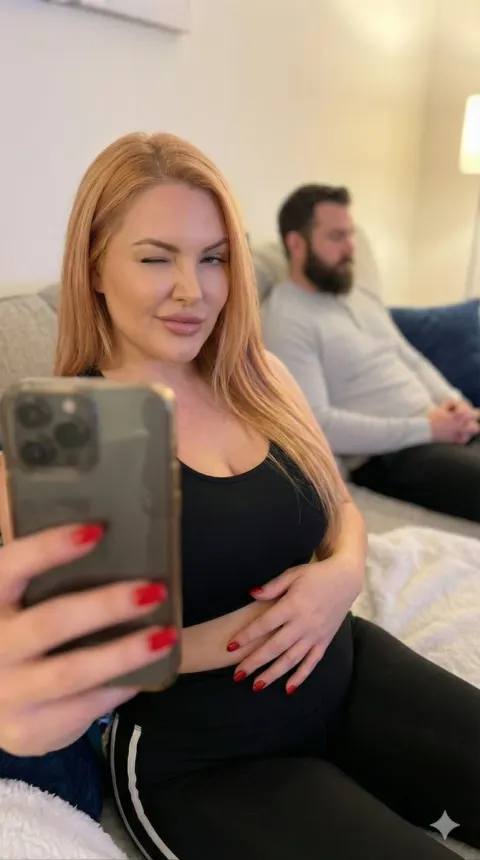 Playful Cozy Couch Selfie