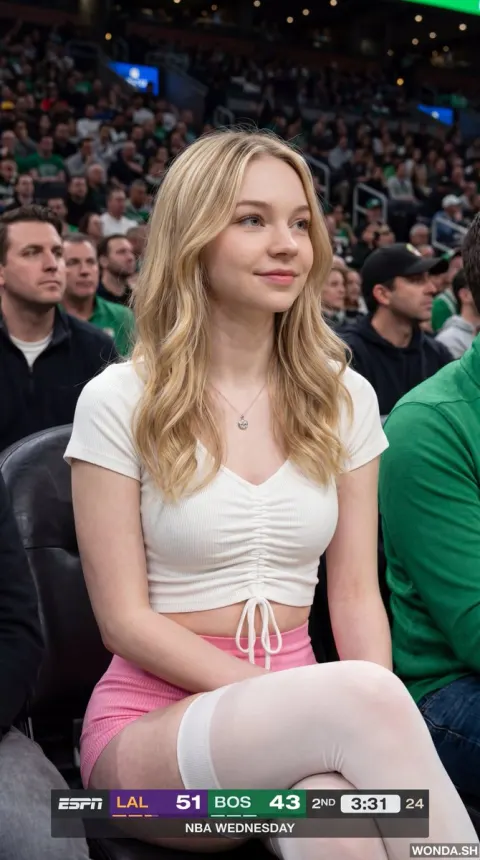 Woman Watching ESPN Basketball Game