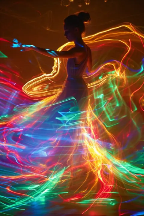 Light Painting Portrait Woman Dancing Motion