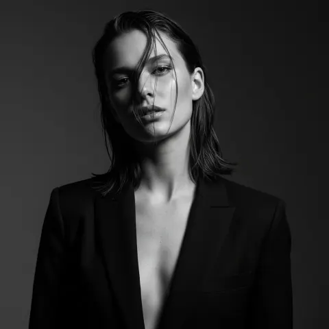 Dramatic Black and White Fashion Portrait