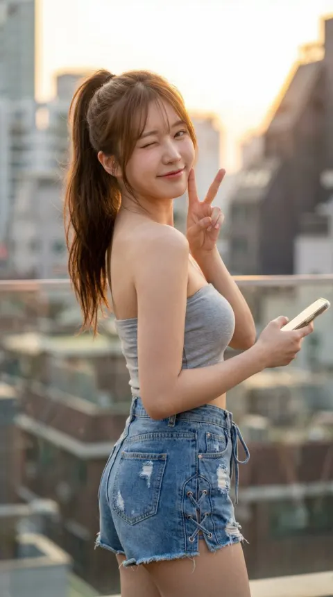 Flirty Rooftop Summer Selfie