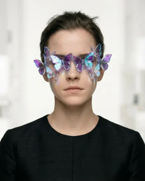 Symmetrical Glass Butterfly Face Portrait