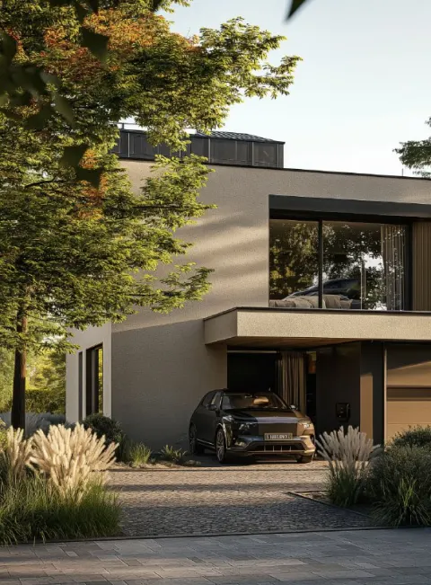 House with Car Solarizing Master Style