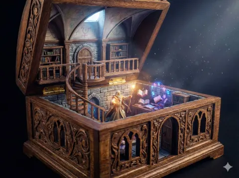 Wizard Library Inside Antique Box