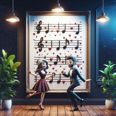 Cartoon Girl with Cat Music-Themed Room