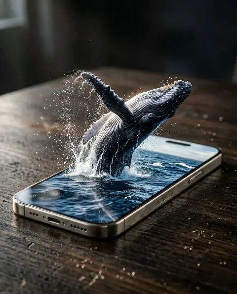 Miniature Whale Breaching iPhone Screen