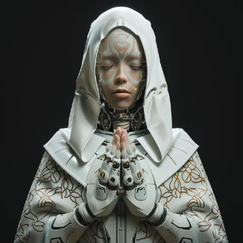 Cyberpunk Nun 3D Render Unreal Engine