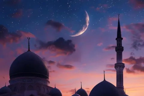 Mosque Dome Crescent Moon Dusk Sky
