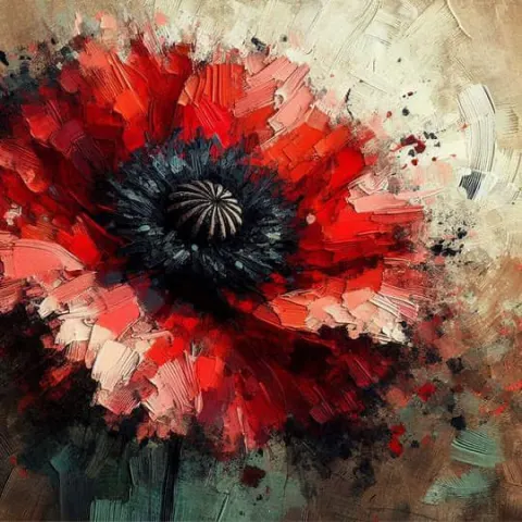Textured Poppy with Vibrant Red Petals