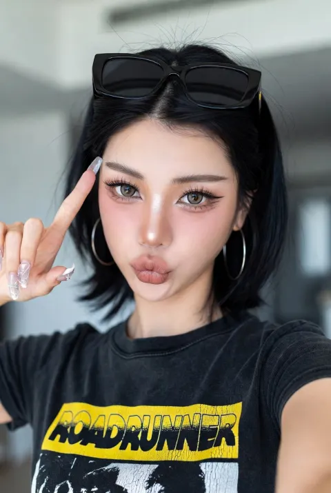Sweet Cool Girl Selfie Moment
