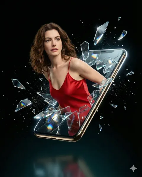 Celebrity Shattering Through Screen