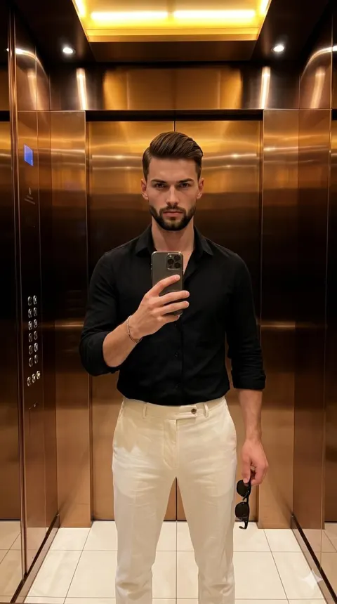 Stylish Man In Modern Elevator