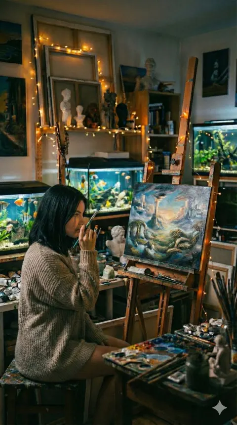Artist Lost In Creative Studio Moment