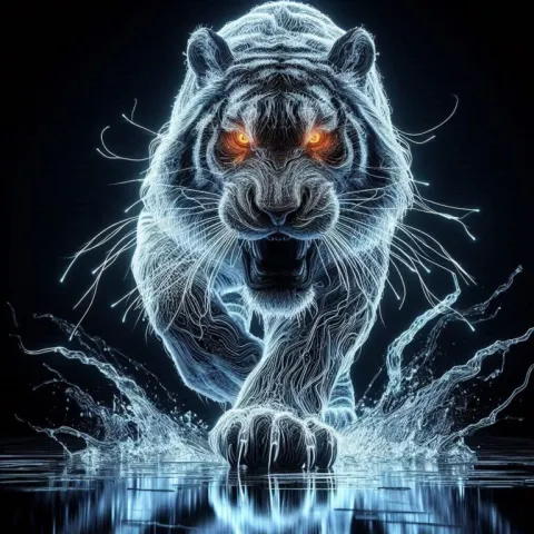 Fierce Neon Tiger Hyperrealistic Dynamic