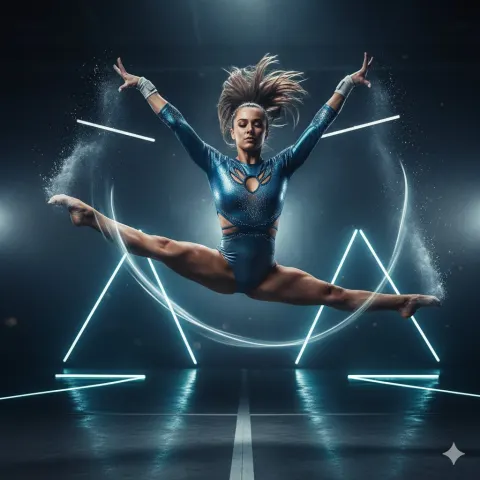 Elite Gymnast Mid-Air Freeze