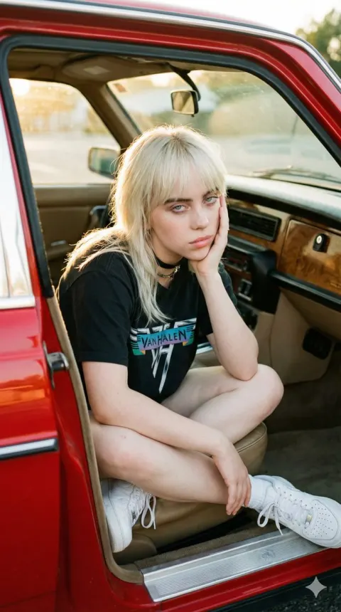 Retro Car Cool Girl
