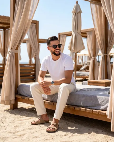 Smiling Man at Luxury Beach Club