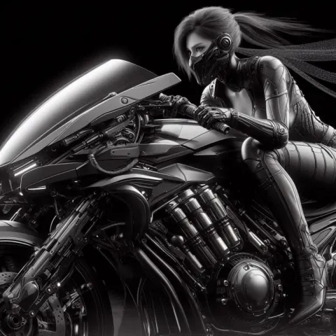 Futuristic Motorcycle Biker Woman Image