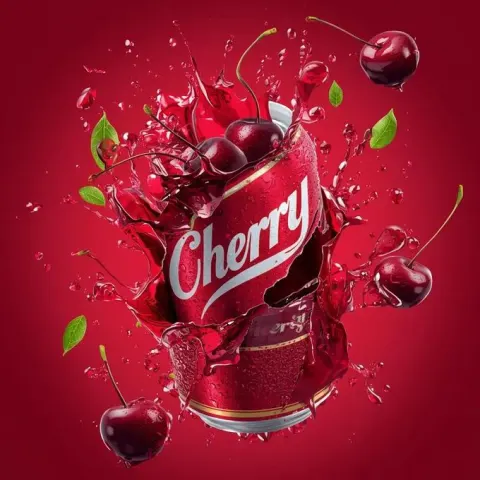 Cherry Soda Can Explosion Splash