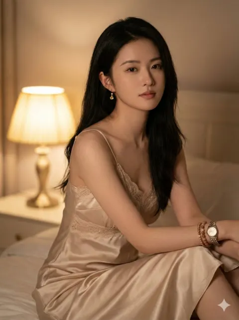 Silk Nightdress Bedroom Portrait
