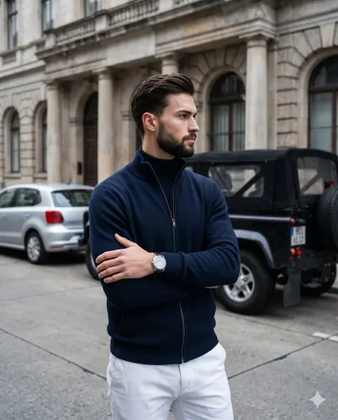 Old Money Male Model Street Portrait