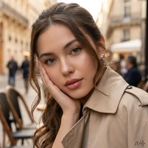 Eurasian Beauty Paris Cafe Portrait