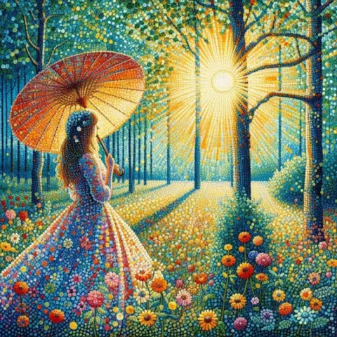 Pointillist Painting – Girl with Parasol