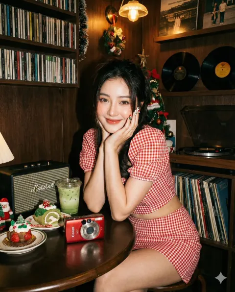 Christmas Doll Vintage Café Portrait
