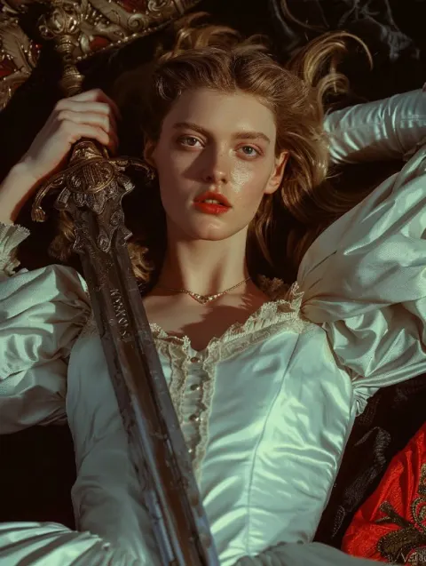 Woman with Sword – Vintage Bedroom