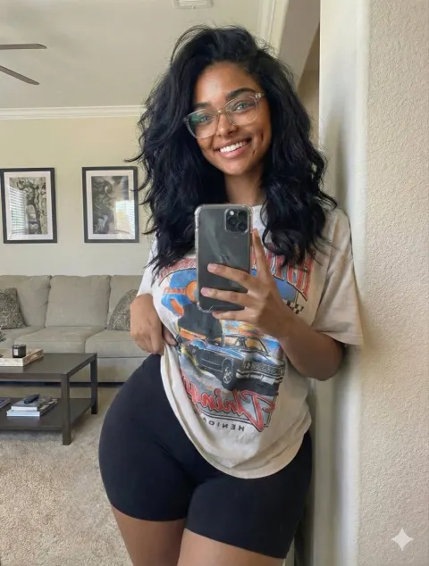Candid Young Woman Living Room