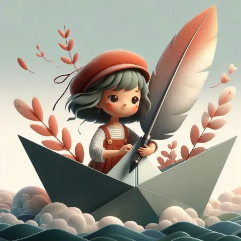 Charming Paper Boat with Feather Sail