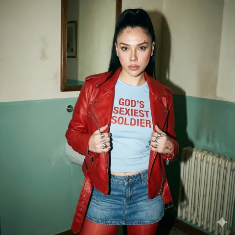 Edgy Red Jacket Girl