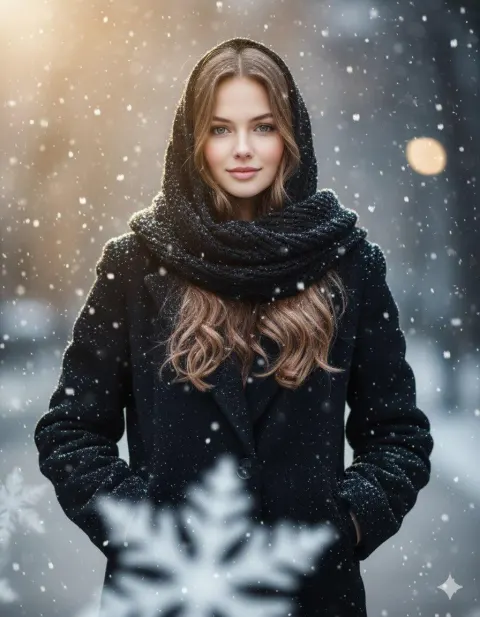 Cozy Winter Bokeh Portrait