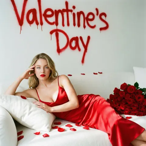 Valentine Red Dress Fashion Portrait