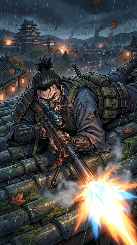 Samurai Sniper Night Battle Scene