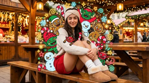 Festive Christmas Market Monster Pop Art