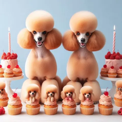 Apricot Poodles with Cupcake Toppers