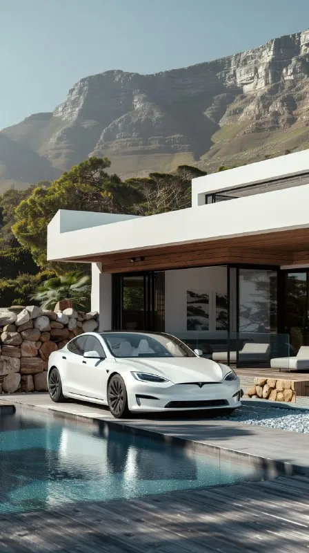 Electric Car at Luxury Cape Town Villa – Photorealistic