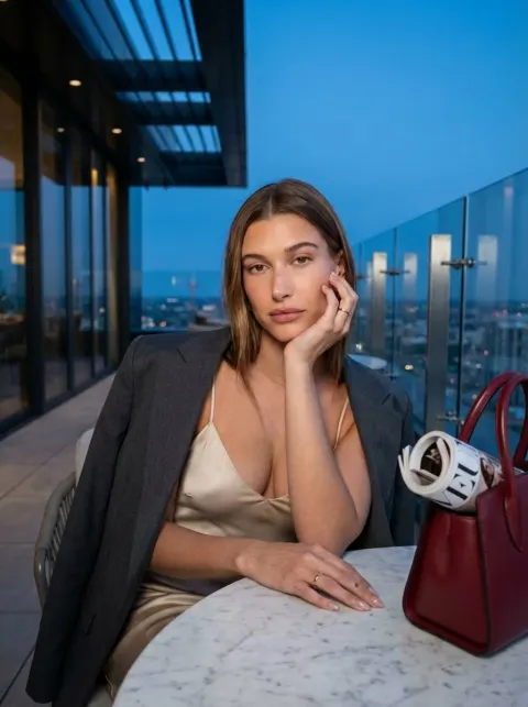 Blue Hour Rooftop Fashion Portrait