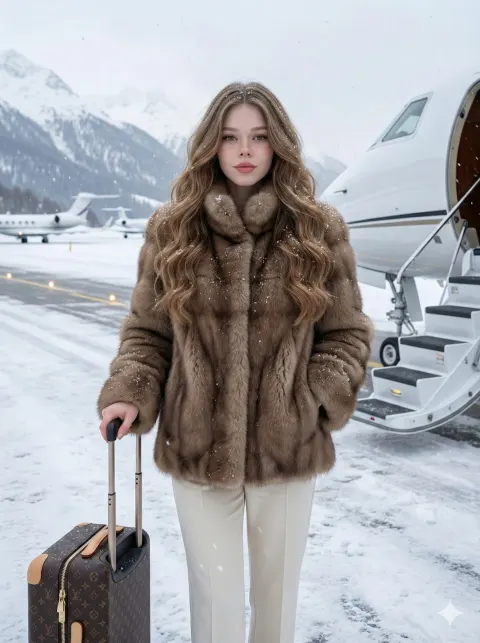 Winter Jet-Set Portrait in Snow