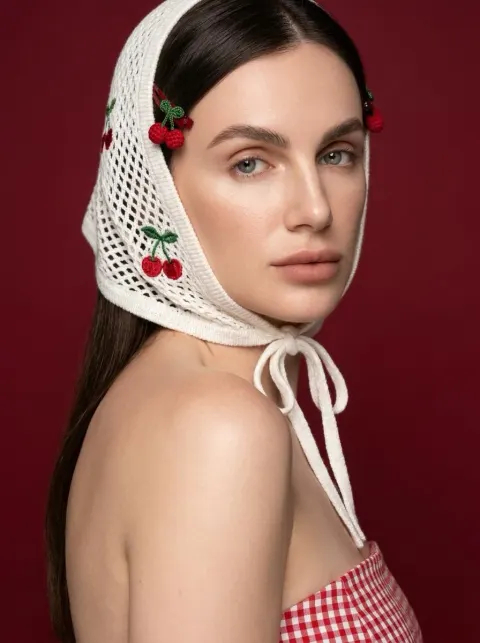 Vintage Cherry Beauty Editorial Portrait