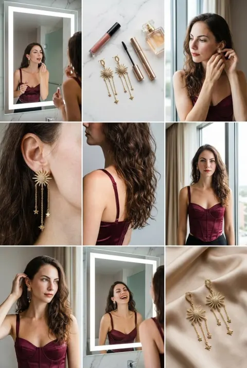 Luxury Starburst Gold Earrings Showcase