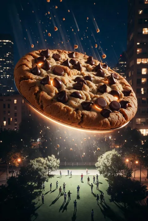 Giant Cookie UFO Night Invasion