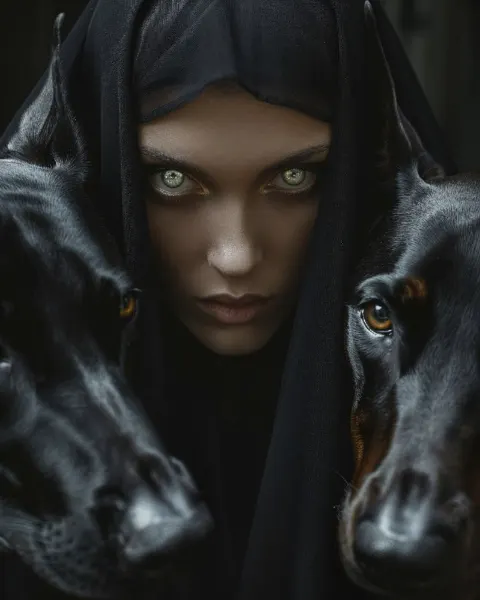 Golden Skull Nun with Velvet Dobermans