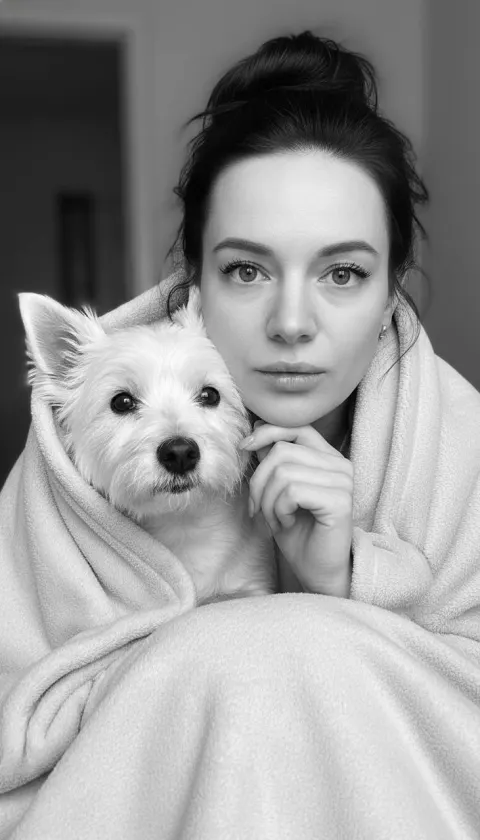 Cozy Bond: Girl and Westie Portrait